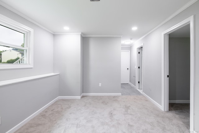 107 Meetinghouse Rdg, Meriden, CT 06450 - spare room featuring ornamental molding, carpet flooring, and recessed lighting
