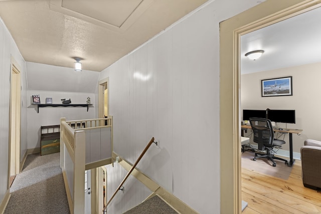285 E St, Stafford, CT 06076 - corridor with an upstairs landing, wood finished floors, and a desk