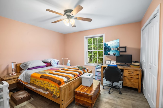 5 Evas Ter, Wolcott, CT 06716 - bedroom with wood finished floors, a closet, a ceiling fan, and a desk