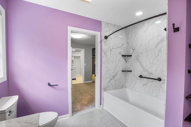 5 Evas Ter, Wolcott, CT 06716 - bathroom featuring washtub / shower combination, tile patterned flooring, and recessed lighting