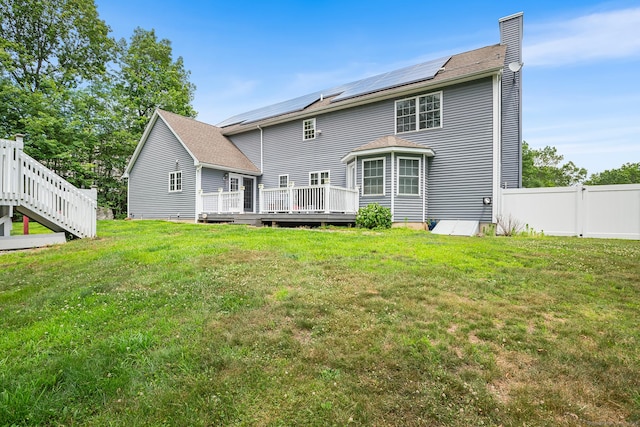 5 Evas Ter, Wolcott, CT 06716 - rear view of property with a deck and a chimney
