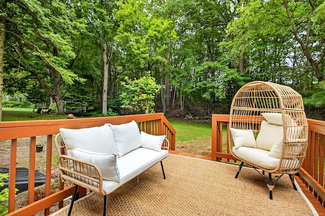 29 Bradford Dr, Windsor, CT 06095 - wooden terrace featuring an outdoor living space and view of scattered trees