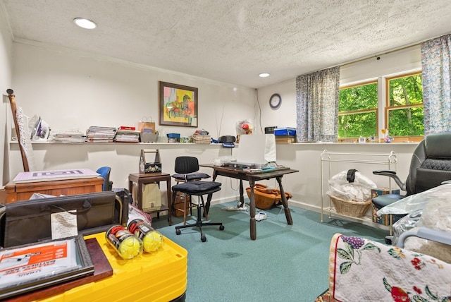 44 Brindlewood Path, Colchester, CT 06415 - carpeted home office with a textured ceiling and recessed lighting