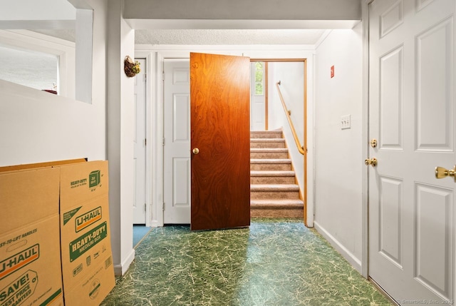 44 Brindlewood Path, Colchester, CT 06415 - corridor with baseboards and stairs