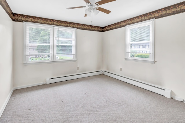 66 Bridgeport Ave, Bristol, CT 06010 - carpeted spare room featuring a baseboard heating unit and ceiling fan