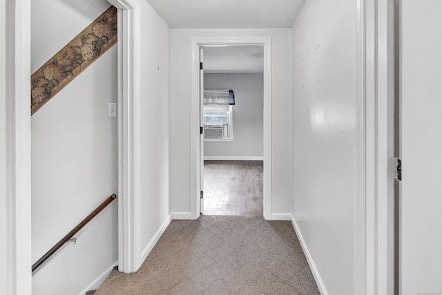 66 Bridgeport Ave, Bristol, CT 06010 - corridor with an upstairs landing, carpet flooring, and cooling unit