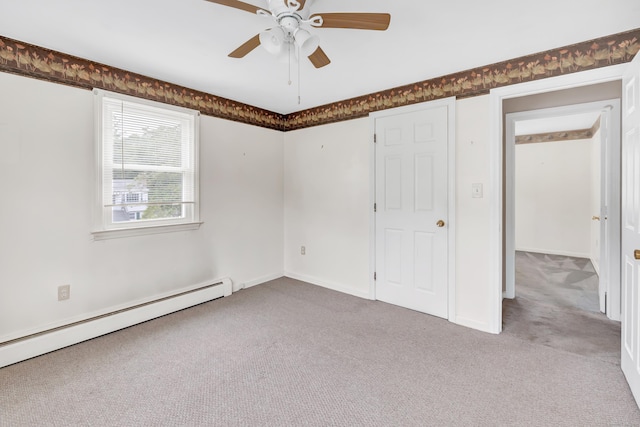66 Bridgeport Ave, Bristol, CT 06010 - unfurnished bedroom featuring carpet, baseboard heating, and a ceiling fan