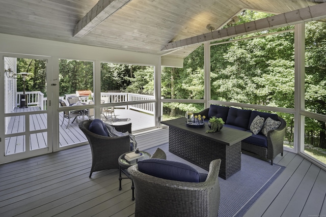 70 Fitch Ln, New Canaan, CT 06840 - wooden terrace with outdoor lounge area and outdoor dining space