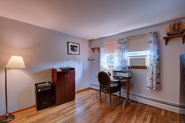 16 Kenwood Rd, Meriden, CT 06450 - home office featuring wood finished floors, a baseboard heating unit, and cooling unit