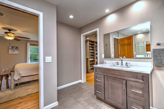 330 Webb Cir, Monroe, CT 06468 - ensuite bathroom featuring vanity, a ceiling fan, recessed lighting, and a spacious closet