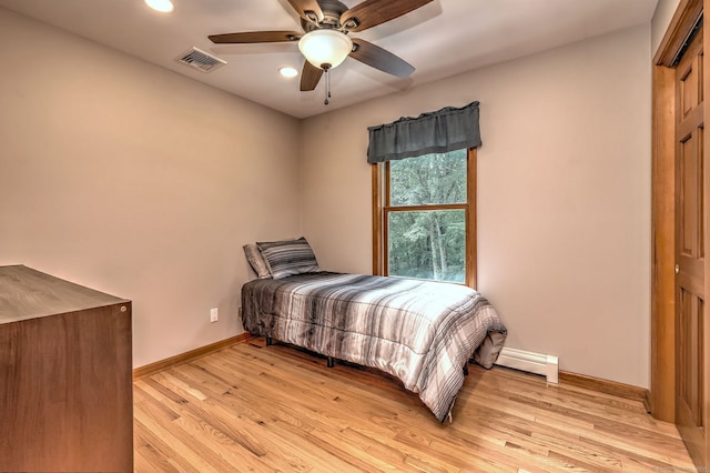 330 Webb Cir, Monroe, CT 06468 - bedroom featuring baseboard heating, recessed lighting, light wood finished floors, and ceiling fan