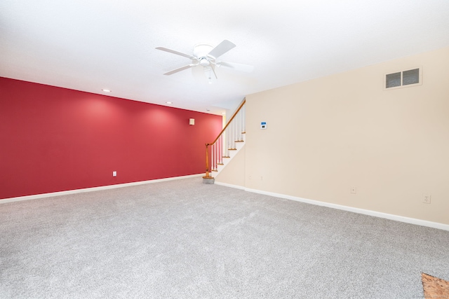1 Boulder Rd Unit 1, Colchester, CT 06415 - below grade area with carpet, stairway, ceiling fan, and recessed lighting