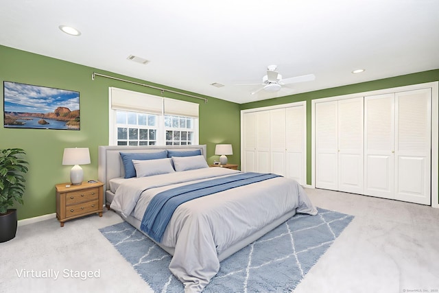 1 Boulder Rd Unit 1, Colchester, CT 06415 - bedroom with carpet flooring, multiple closets, recessed lighting, and ceiling fan