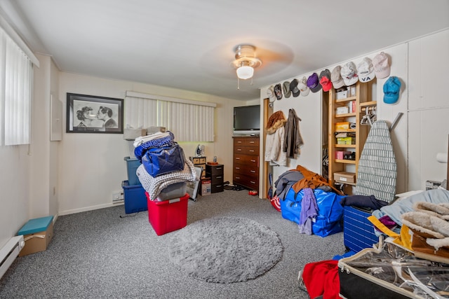 30 Brookside Dr, Southington, CT 06489 - game room featuring carpet floors, a ceiling fan, and a baseboard radiator