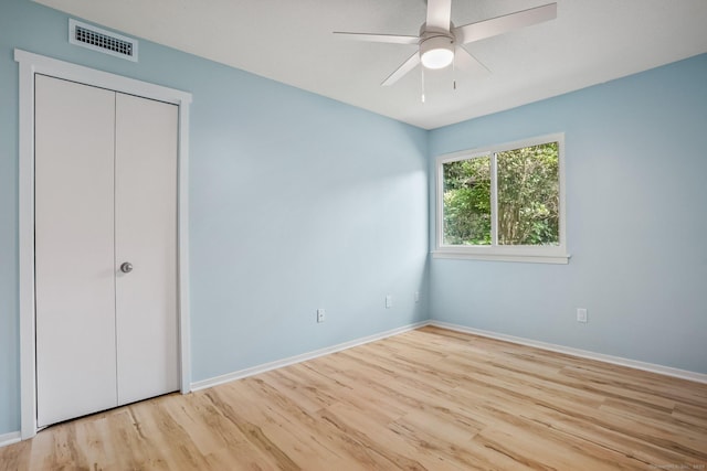 499 Heritage Vlg Unit B, Southbury, CT 06488 - unfurnished bedroom featuring light wood-type flooring and ceiling fan