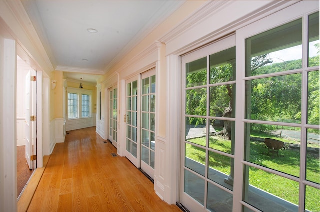 873 N Salem Rd, Ridgefield, CT 06877 - corridor with crown molding and light wood-style flooring