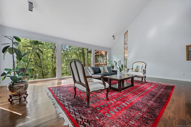 22 Blackberry Dr E, Stamford, CT 06903 - living area with wood finished floors and vaulted ceiling