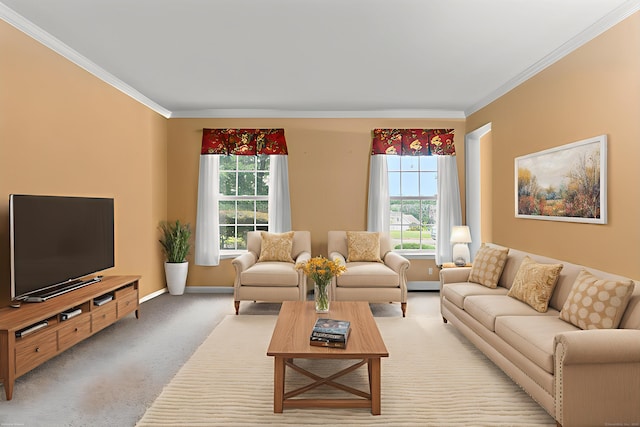 28 Fieldstone Path, Newington, CT 06111 - living area featuring plenty of natural light, light colored carpet, and ornamental molding