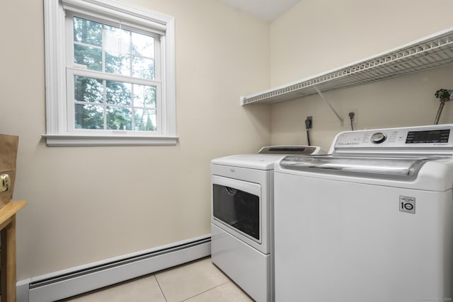 28 Fieldstone Path, Newington, CT 06111 - washroom with a baseboard heating unit, washer and dryer, and light tile patterned flooring