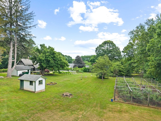 18 Cards Mill Rd, Columbia, CT 06237 - view of green lawn with a vegetable garden and a shed