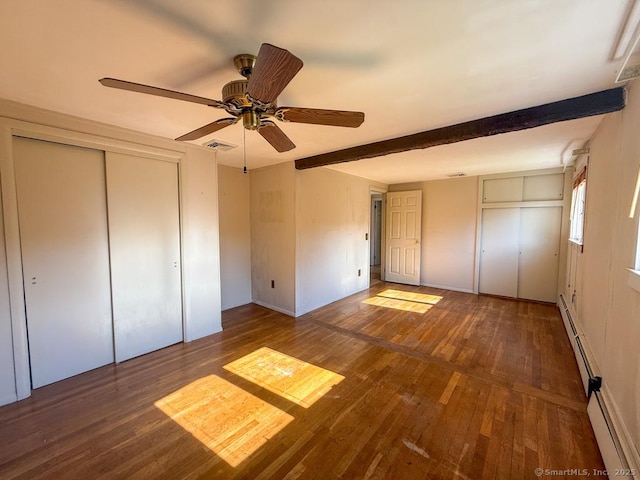 9 Meadow Brook Rd, Brookfield, CT 06804 - unfurnished bedroom with wood finished floors, a baseboard heating unit, and a ceiling fan