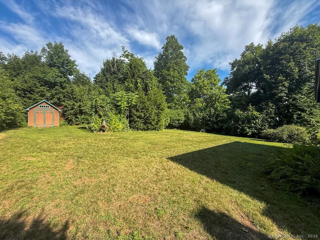 9 Meadow Brook Rd, Brookfield, CT 06804 - view of green lawn with a shed and a view of trees