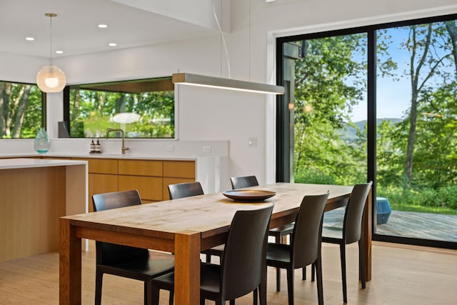 9 Overlook Dr, Salisbury, CT 06039 - dining space featuring light wood finished floors and recessed lighting