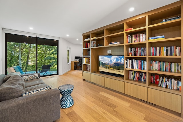 9 Overlook Dr, Salisbury, CT 06039 - living room with light wood finished floors, expansive windows, and recessed lighting