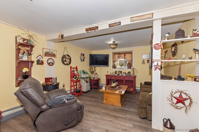 31 Bob White Way, Plainfield, CT 06354 - living room featuring wood finished floors and a baseboard heating unit