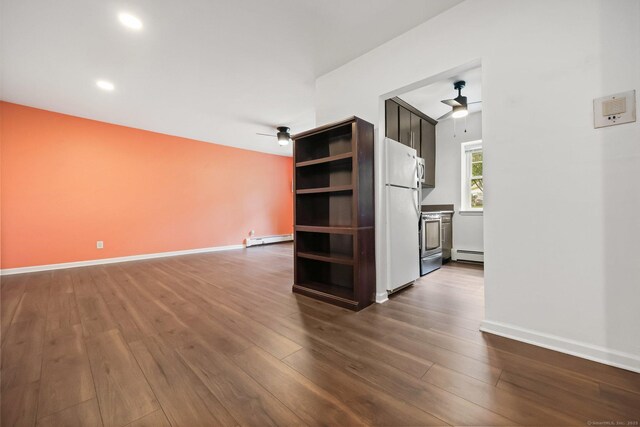 1060 New Haven Ave Apt 7, Milford, CT 06460 - unfurnished room with a ceiling fan, baseboard heating, dark wood-style floors, and recessed lighting