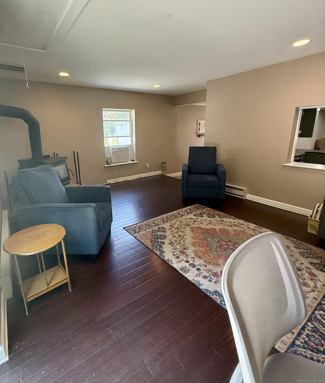 13 Myrna Dr, Marlborough, CT 06447 - living area featuring baseboard heating, attic access, wood-type flooring, and recessed lighting