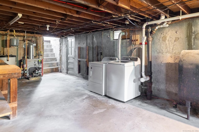 6 French St, Bristol, CT 06010 - basement with washer and dryer, water heater, and a heating unit