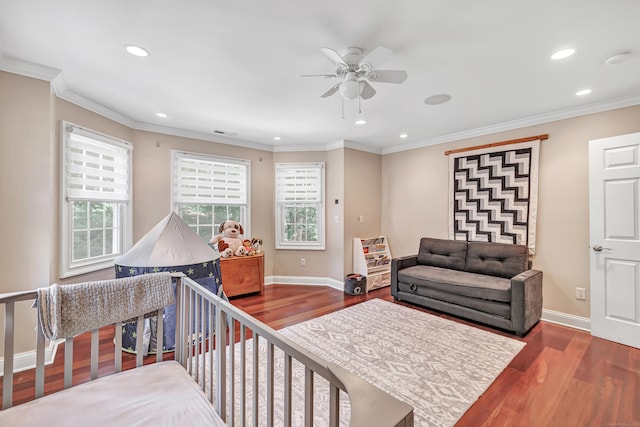 19 Woodlawn Dr, Trumbull, CT 06611 - bedroom featuring wood finished floors, recessed lighting, and crown molding