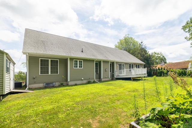 130 Bird Rd, Bristol, CT 06010 - back of house featuring a yard, a deck, and a shingled roof