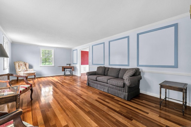 7 Sharon Ln, Old Saybrook, CT 06475 - living area featuring wood-type flooring and ornamental molding