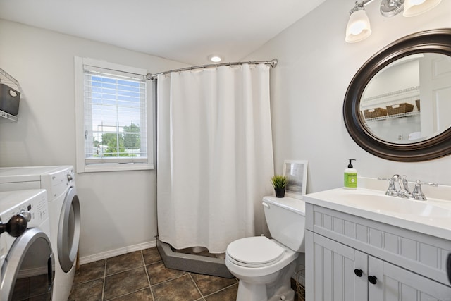 64 Red Top Dr, West Hartford, CT 06110 - full bath featuring washing machine and dryer, vanity, and a shower with shower curtain