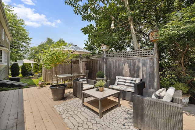 64 Red Top Dr, West Hartford, CT 06110 - wooden terrace featuring outdoor dining space and an outdoor living space