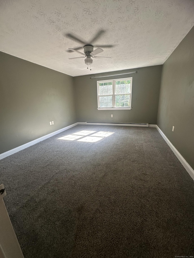 65 Horse Pond Rd Apt G, Salem, CT 06420 - carpeted spare room with a textured ceiling, ceiling fan, and a baseboard radiator