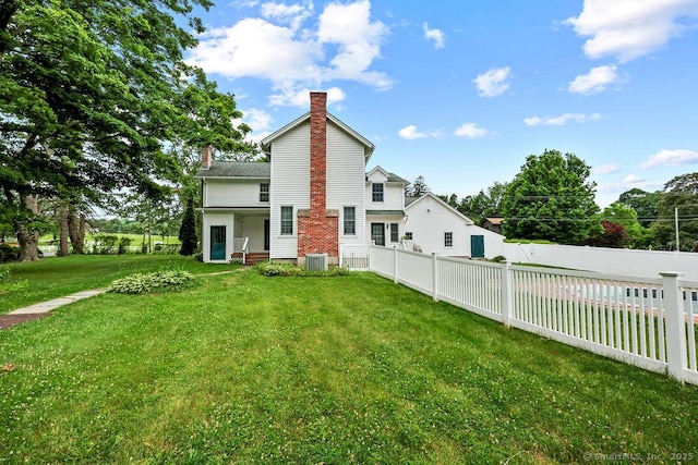 88 Powder Hill Rd, Middlefield, CT 06455 - rear view of property featuring a chimney and a fenced backyard