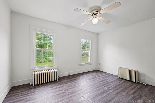 88 Powder Hill Rd, Middlefield, CT 06455 - spare room featuring radiator, healthy amount of natural light, ornamental molding, and a ceiling fan