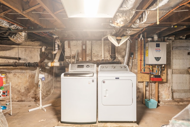 53 Columbus Ave, Bristol, CT 06010 - laundry area featuring washing machine and clothes dryer and water heater