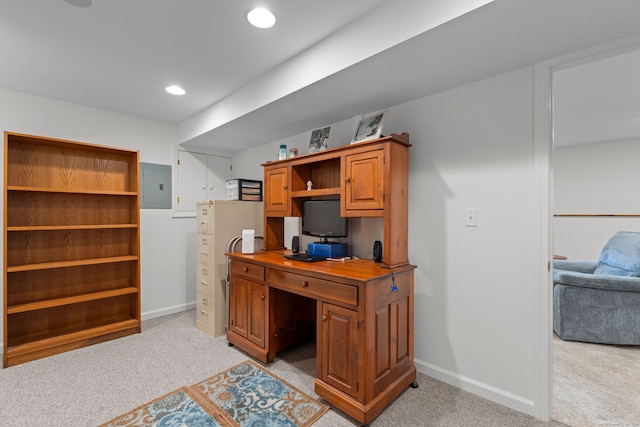 29 Jeffrey Dr, Wallingford, CT 06492 - home office with electric panel, light colored carpet, and recessed lighting