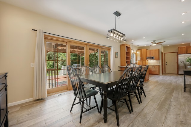39 Beebe Rd, East Haddam, CT 06423 - dining room with light wood-type flooring, recessed lighting, and ceiling fan