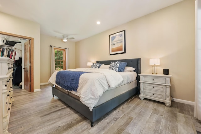 39 Beebe Rd, East Haddam, CT 06423 - bedroom featuring light wood finished floors, a closet, a spacious closet, recessed lighting, and ceiling fan