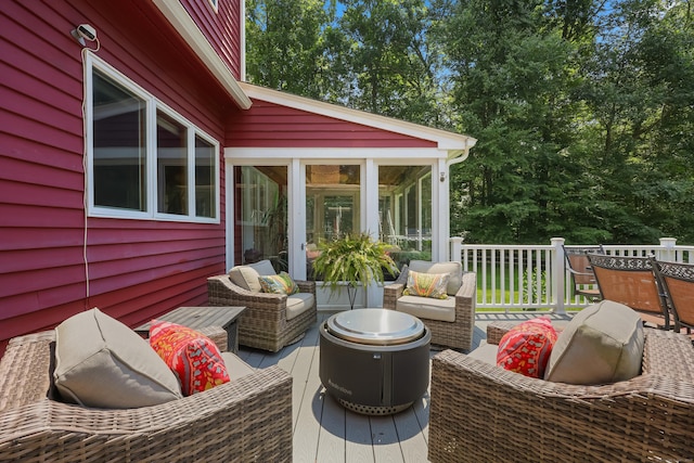 39 Beebe Rd, East Haddam, CT 06423 - deck featuring a sunroom and an outdoor hangout area