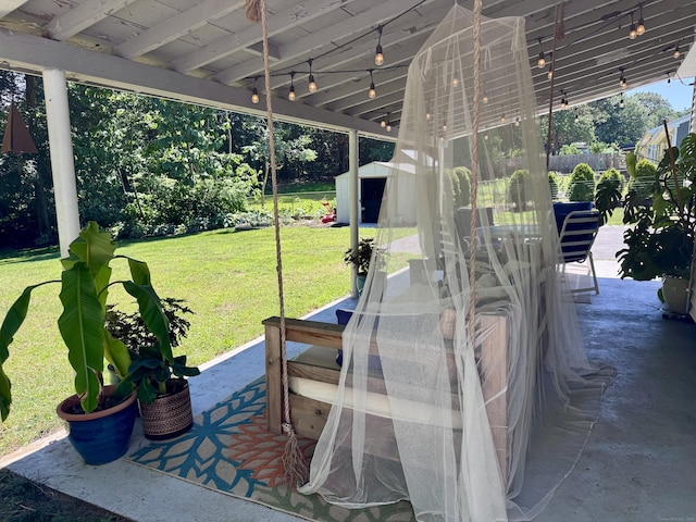 44 Coolidge St, Windsor Locks, CT 06096 - view of patio / terrace with outdoor dining area and a storage unit