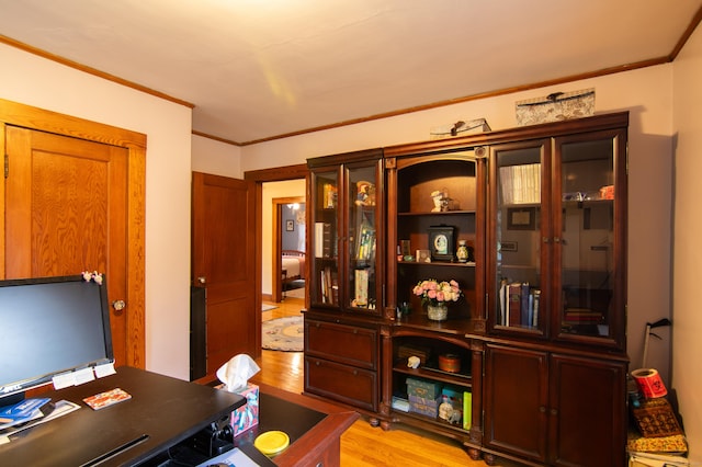 23 E St, Stafford, CT 06076 - office featuring light wood-type flooring and crown molding
