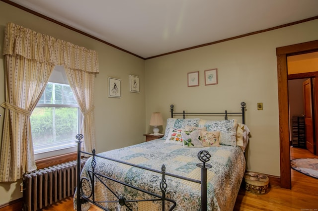 23 E St, Stafford, CT 06076 - bedroom with radiator, wood finished floors, and ornamental molding