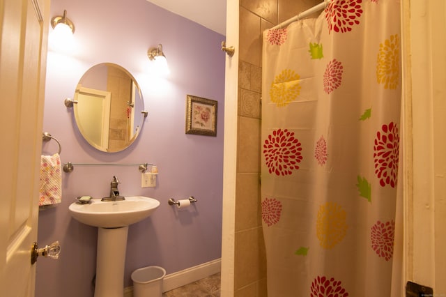 23 E St, Stafford, CT 06076 - bathroom featuring a shower with curtain and tile patterned flooring