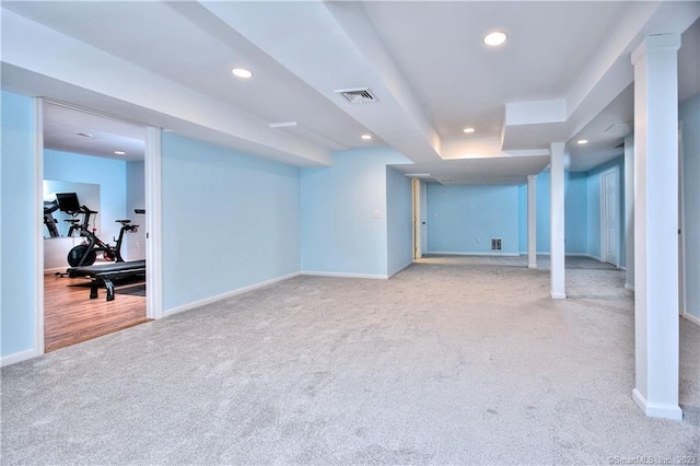 30 Soundview Farm Rd, Weston, CT 06883 - finished below grade area featuring carpet floors and recessed lighting